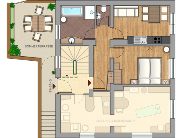 Grundriss Appartement für Zwei 40m² bei Steiner Ap